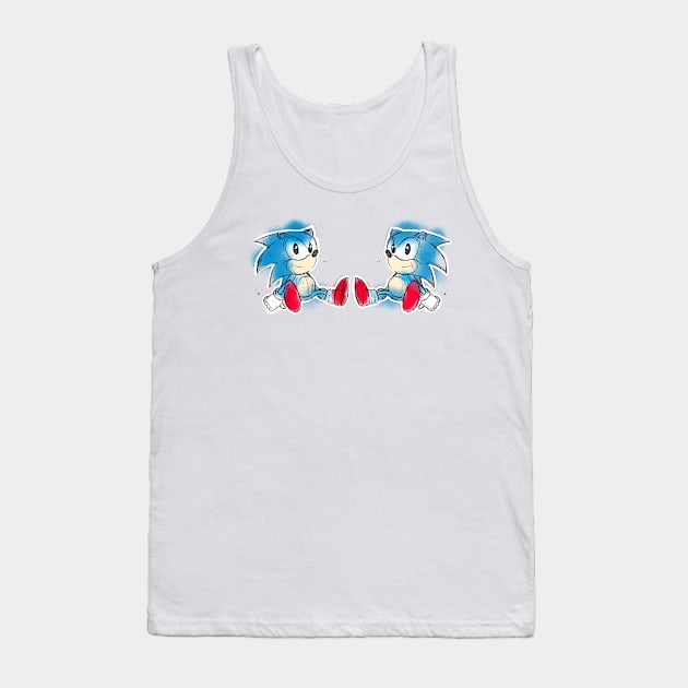 Blue hedgehog Tank Top by BeckaArt6